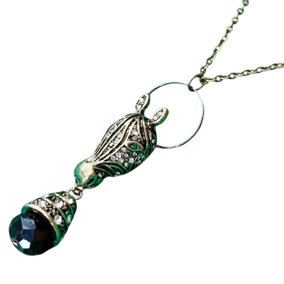 Unique & Sparkling Gold and Black Zebra Pendant Necklace. NWT - Picture 3 of 13